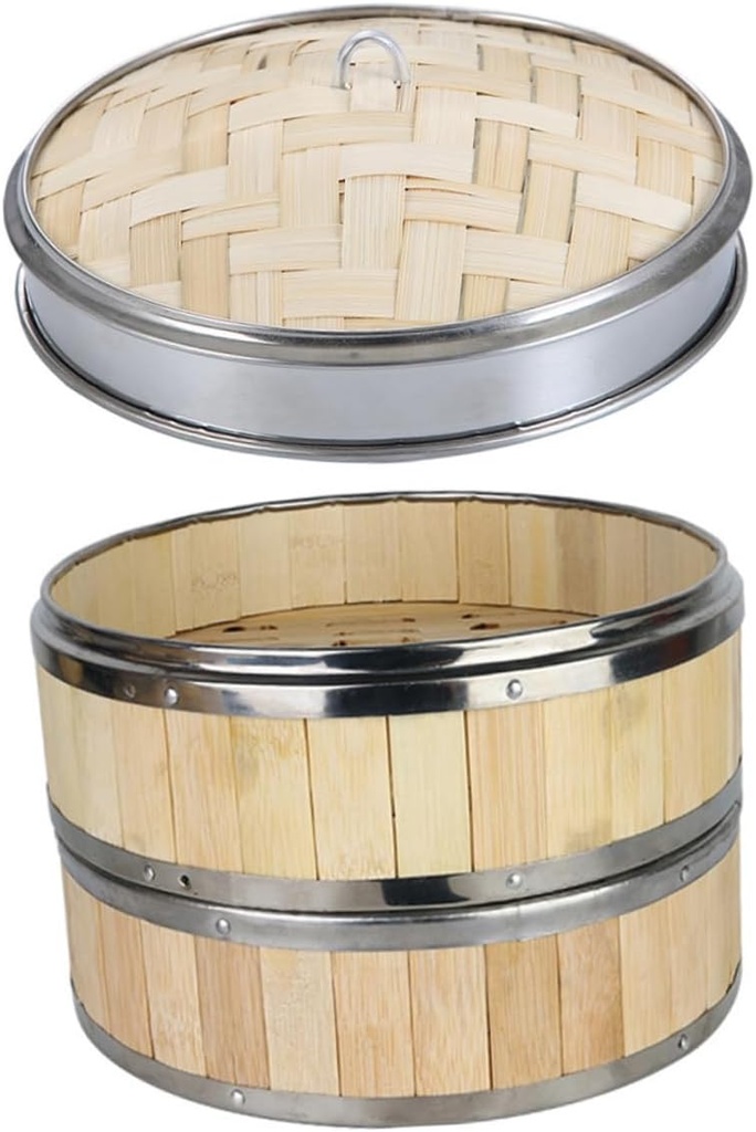 KICHOUSE Bamboo Stainless Steel Dimsum Steamers Large Capacity Food for Chinese Kitchenware Safe Reusable Car Buns