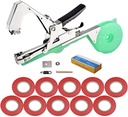 Plant Tying Machine, Gardening Tape Tool Plant Ties, Hand Garden Tools Set, Garden Plants Tool with 10 Rolls Tape and 1 Box Staple for Grape Tomatoes, Vegetable, Cucumber and Flower (Green)