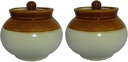 Qimacplus Ceramic Handi Pickle Jar| Food Storage Jar | Multipurpose Jar | Lota Jar For kitchine and Dinning table 500 ML set of 2