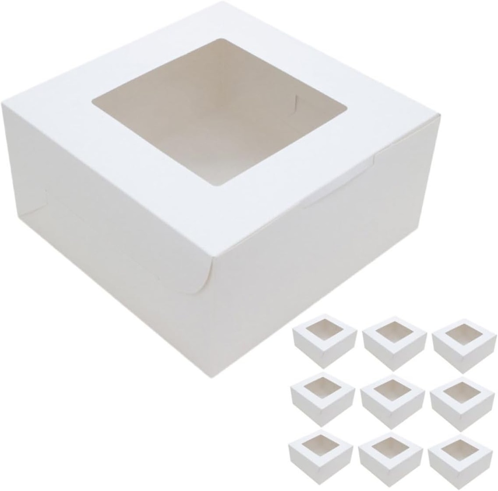 10pcs Cake Box with Clear Window Lid Cake Wrapping Carrier for Transport for Birthday Parties and Special Occasions Simple Design for Easy Use