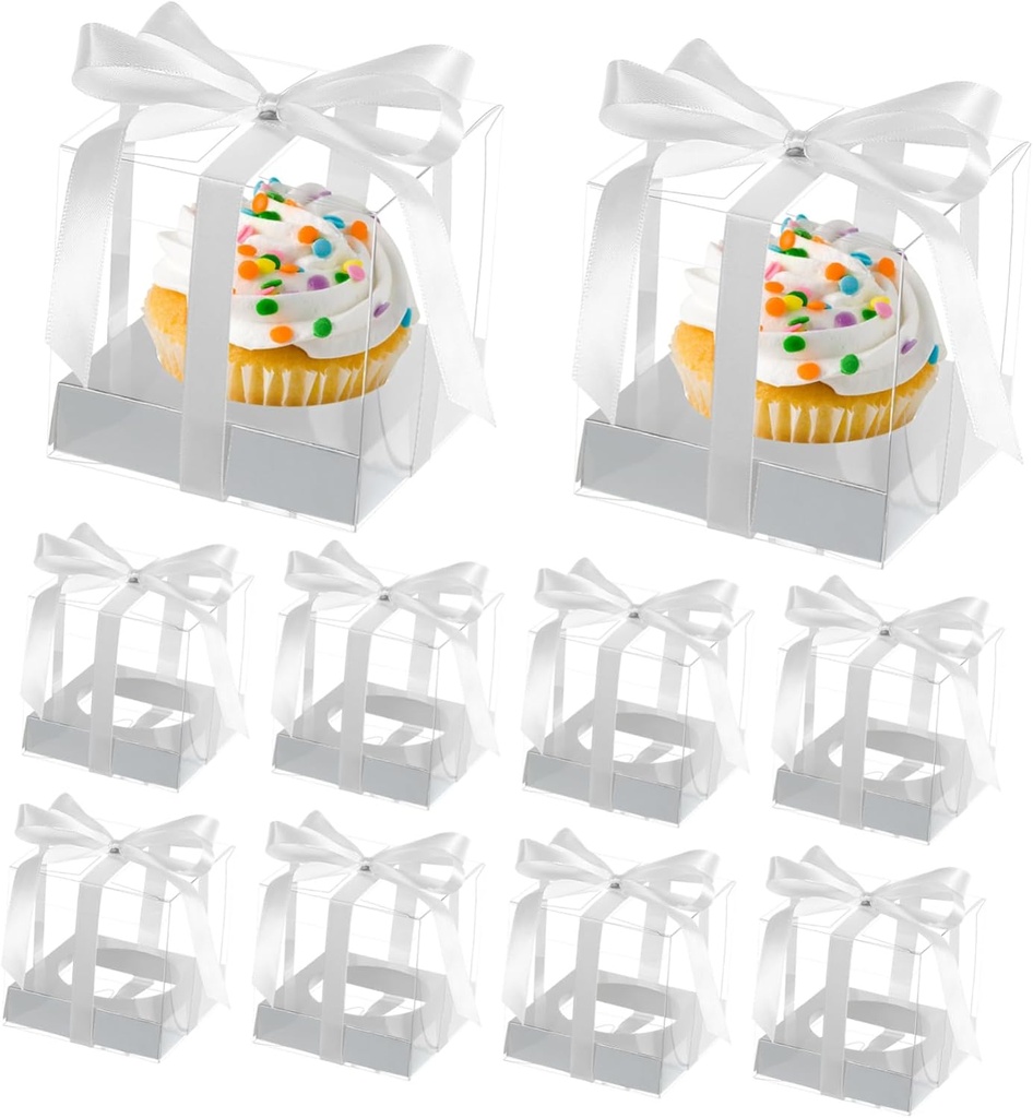 Garneck 10pcs Cupcake Single Boxes Cake Boxes Ornament Cake Carrier for Birthdays