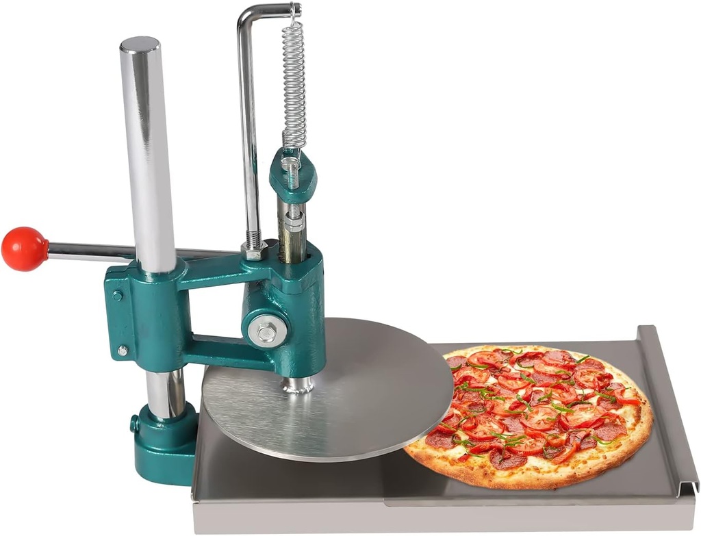 Stainless Steel Pizza Dough Press Manual Household 0.2" Thick Disc Bread Pastry Press Maker Commercial Chapati Sheet Pizza Crust Forming Machine(7.9in) for Hand Pies, Meatloaf, Pizza Crusts
