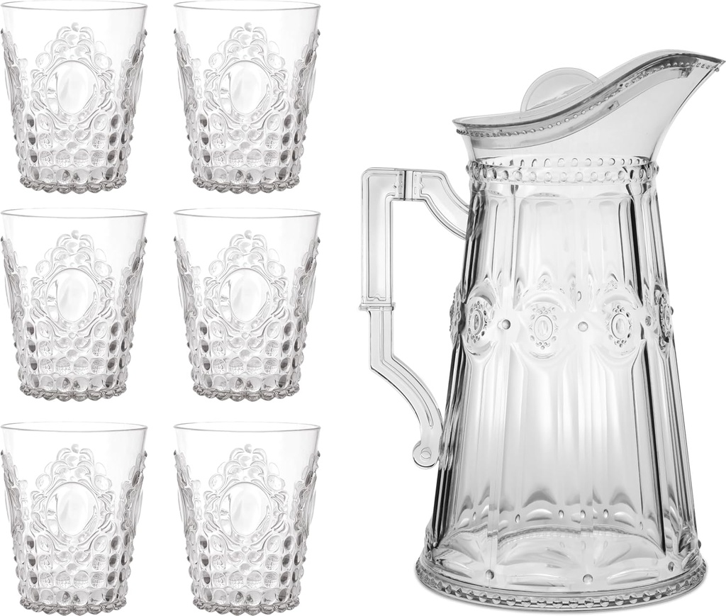 Baci Milano Set of 6 Water Glasses + Jug Baroque & Rock Anniversary