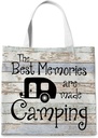 Camper Gifts, RV Travel Tote Bag, The Best Memories Are Made Camping Quote, Reusable Grocery Cloth Bag