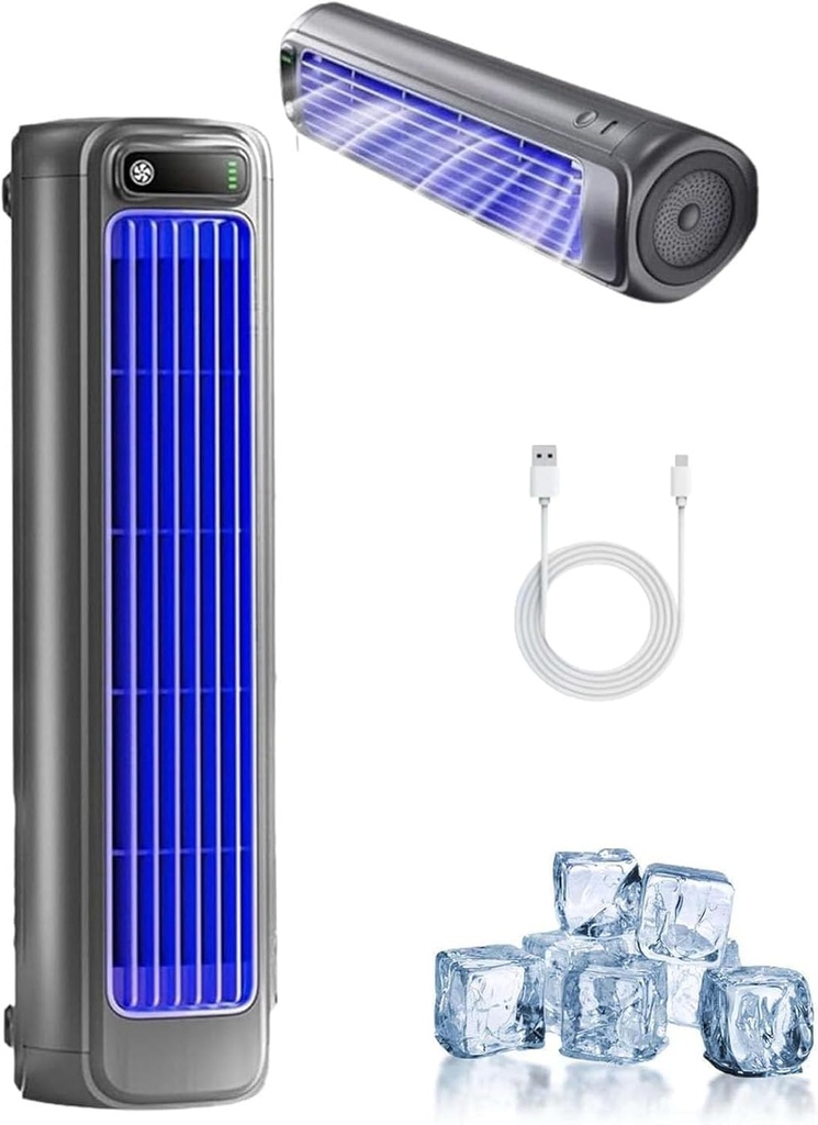 Briza Air Conditioner & Portable Air Conditioner, Qinux Brizaac, Upgraded Charging Personal Cooling Fan, 3-Speed Whisper-Quiet Desktop Fan for Home, Office, Camping (Gray)