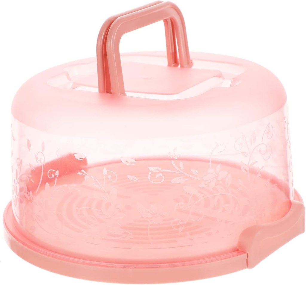 Portable Round Cake Box Container with Sealing Buckle Pink PP Food Packaging for Bakery Sandwiches Cookies and Pastries Easy to Assemble and Carry