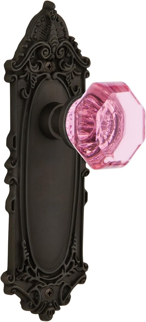 Nostalgic Warehouse 722690 Victorian Plate Single Dummy Waldorf Pink Door Knob in Oil-Rubbed Bronze