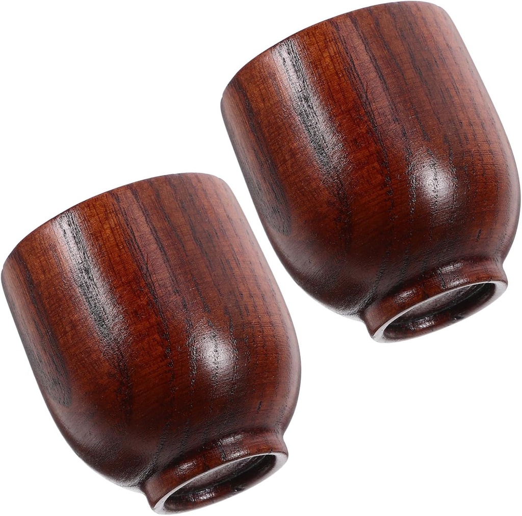 OUNONA 2pcs Elegant Wooden Goblet Unique Lip Design for Outdoor Wine Reusable Wooden Tea Cup Natural Mug for Camping Tea and Multi Use Beverages