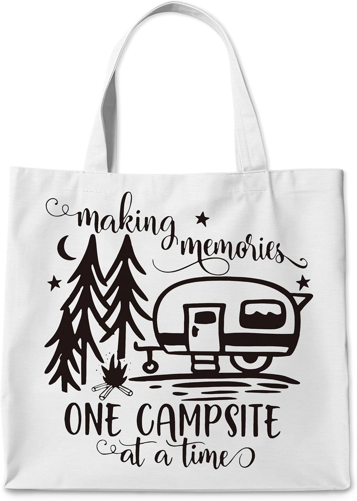 WAlTPl Camping Tote Bags, Camper Gifts for Women Men, Canvas Bag for Camping Lovers, Reusable Grocery Bag