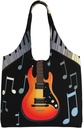 Guitar Piano Pattern Canvas Tote Bag Reusable Grocery Bags Shopping Bags Large Canvas Bags with Handles