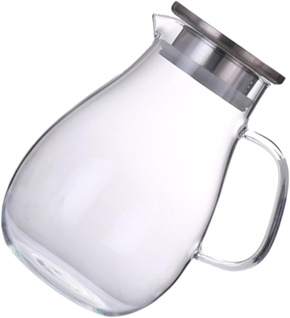 VALICLUD Large Capacity Glass Kettle with Pouring Cover Household Water Bottle for Juice Iced Tea and Beverage Storage Easy to Clean Drink Pitcher for Family and Entertaining
