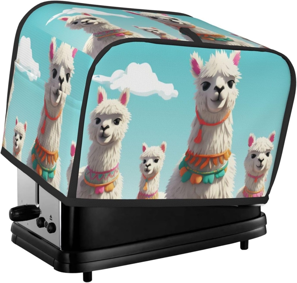 2 Slice Toaster Cover with Pocket Universal Size Toasters Dusts Covers Cute Llama Bread Machine Cover & Protection Bread Machine Protector Small Kitchen Appliance Covers