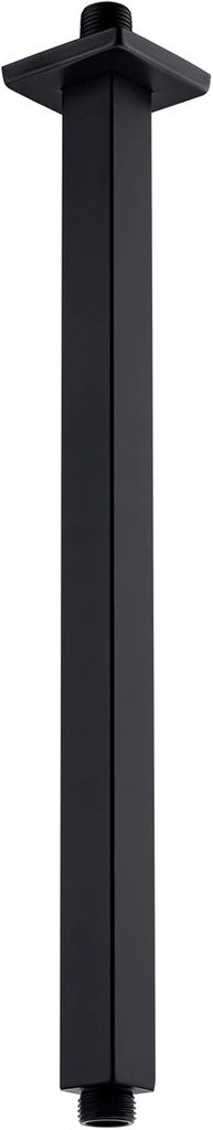 16 Inch Square Ceiling Mounted Shower Arm and Flange, Matte Black