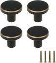 Mcredy Mini Cabinet Knobs Handles Round Black Kitchen Dresser Knobs Pulls 1x0.8 / 25x20 mm (DxH) Set of 4