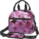 Pink Cherry Blossoms print Lunch Bag Reusable Insulated Lunch Boxes Cooler Tote Bags For Work Office Picnic Travel