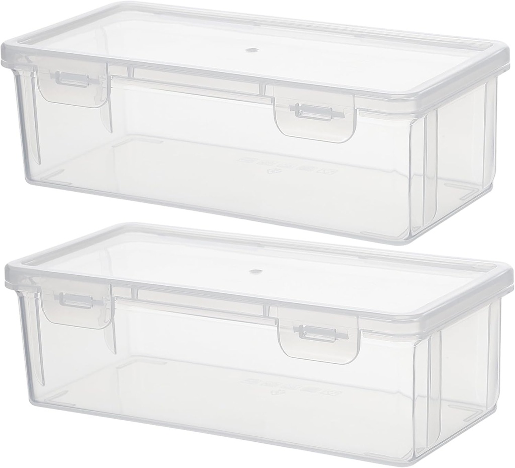 2Pcs Leakproof Bread Container Transparent Kitchen Storage Box for Bread Toast and Condiments Airtight and Organizer for Refrigerator and Freezer
