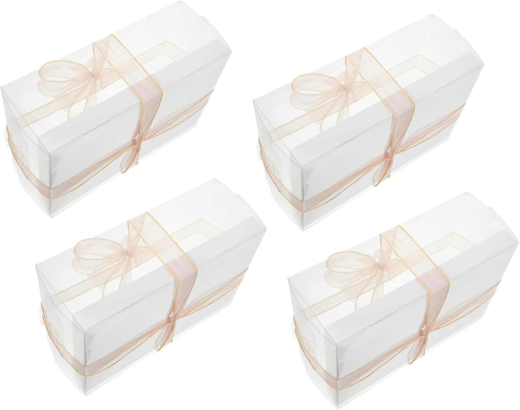 Luxshiny 4pcs Clear Cupcake Containers with Window Sturdy Cake Packaging Box for Muffins and Desserts Easy to Assemble Treat Boxes for Parties and Events Includes Ribbon