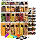 Lifetime Home 42 PACK Airtight Food Storage Containers Set with Lids for Kitchen & Pantry Organization - BPA-Free for Cereal, Pasta, Rice, Vegetables, Fruits & Flour - Markers & Labels Included