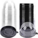 200 Pcs Clear Plastic Mini Cupcake Containers, Single Cupcake Boxes with Dome Lids, Disposable Muffin Pastry Dessert Holders for Wedding, Birthday, Party, and Bakery (Black)