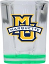 R and R Imports Marquette Golden Eagles 2 Ounce Shot Glass Square Green Base Officially Licensed Collegiate Product 2-Pack