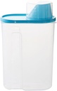 Amosfun 2L Cereal Storage Container with Pour Spout and Measuring Cup Clear Airtight for Grains Rice Sugar Beans Oatmeal Blue for Kitchen Organization