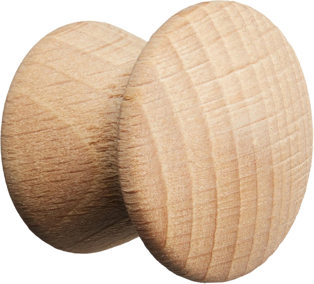 Laurey 33201 1-Inch Natural Wood Mushroom Knob