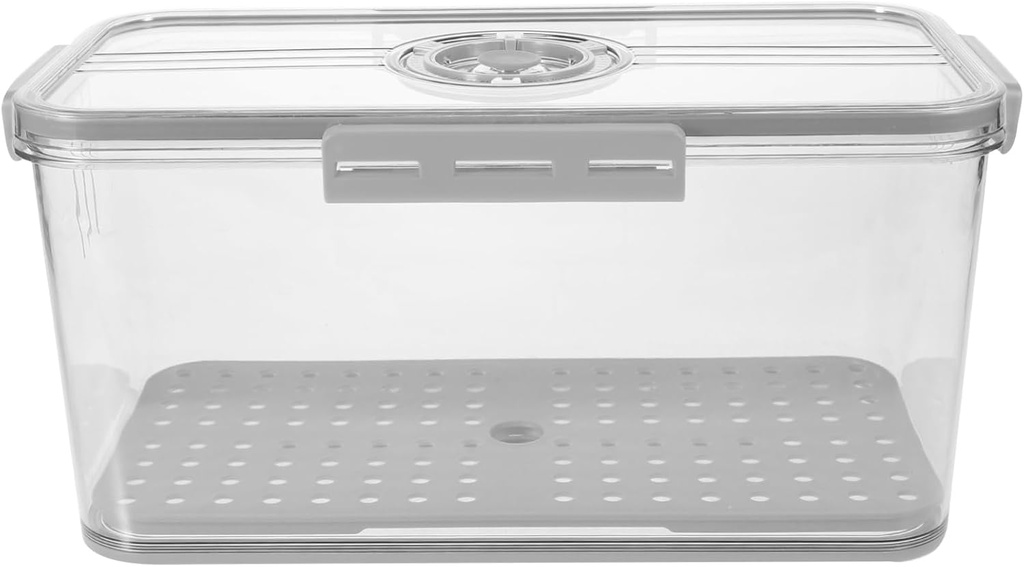 KICHOUSE Fridge Storage Box with Airtight Lid Removable Drain Tray Organizer for Bread Snacks Capacity Kitchen Container for Efficient Food Storage