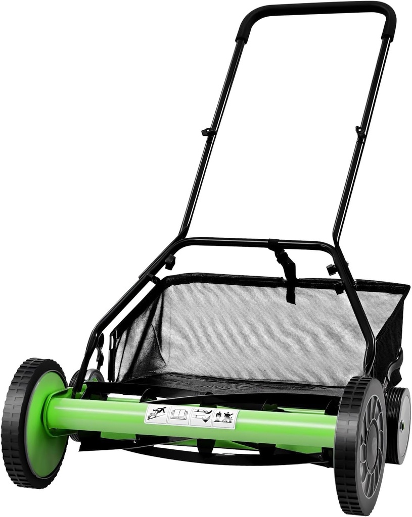 Bepritm 20-Inch 9-Gear Adjustable Reel Lawn Mower, 5-Blade Manual Push Mower with Grass Catcher, Professional Cylinder Cutting System for Park/Yard/Factory Greening (20 Inch)