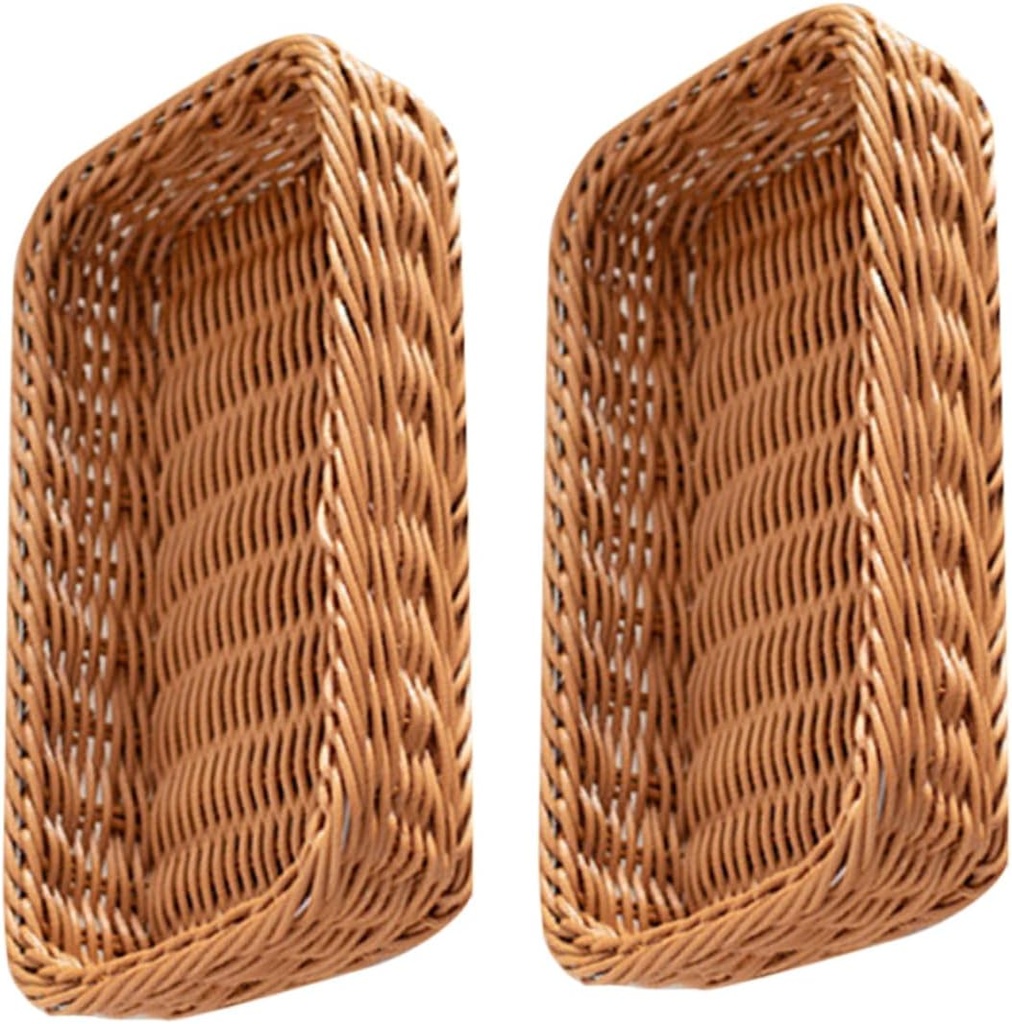 Sosoport 2pcs Silverware Caddy for Party Woven Tray Imitation Rattan Kitchen Storage Basket