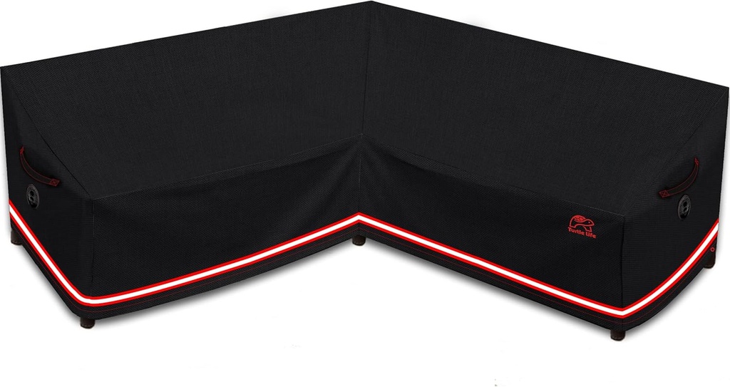 Turtle Life Patio Sectional Sofa Cover, Outdoor Heavy Duty Durable UV Water Resistant Anti-Fading L Shaped Couch Cover, Black, 90" L (on Each Side) x 33.8" D x 33.8" H