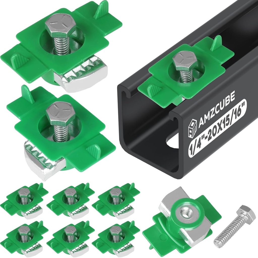 1/4"-20 Nylon Strut Channel Cone Nut and Bolt - 40 Pack, 8mm Thickened Strut Channel Squeeze Nut, Compatible with Strut Channel Support Systems, Solar Panel Mounting (40 Pack)