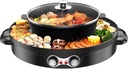 Electric Smokeless Hot Pot,2 in 1 Electric Grill and Hot Pot,2200 W BBQ Pan Grill and Hot Pot,110V Split Easy Cleaning Dual Temperature Control for Baking Steaks,Seafood