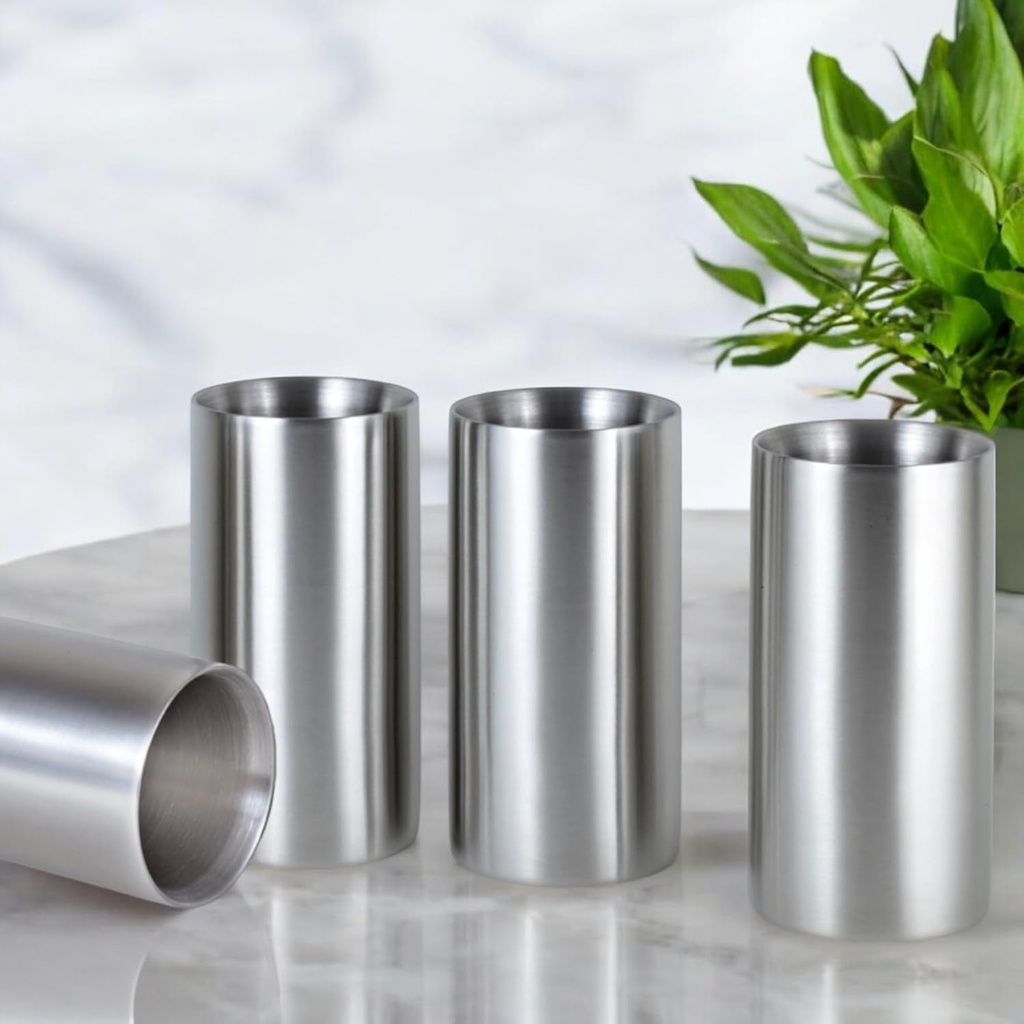 77323 Double walled Stainless Steel Drinking Glasses, 12-Ounce/1.5 Cup, Set of 4 - Quality Drinkware for Your Enjoyment (Same product as SKU 77317)