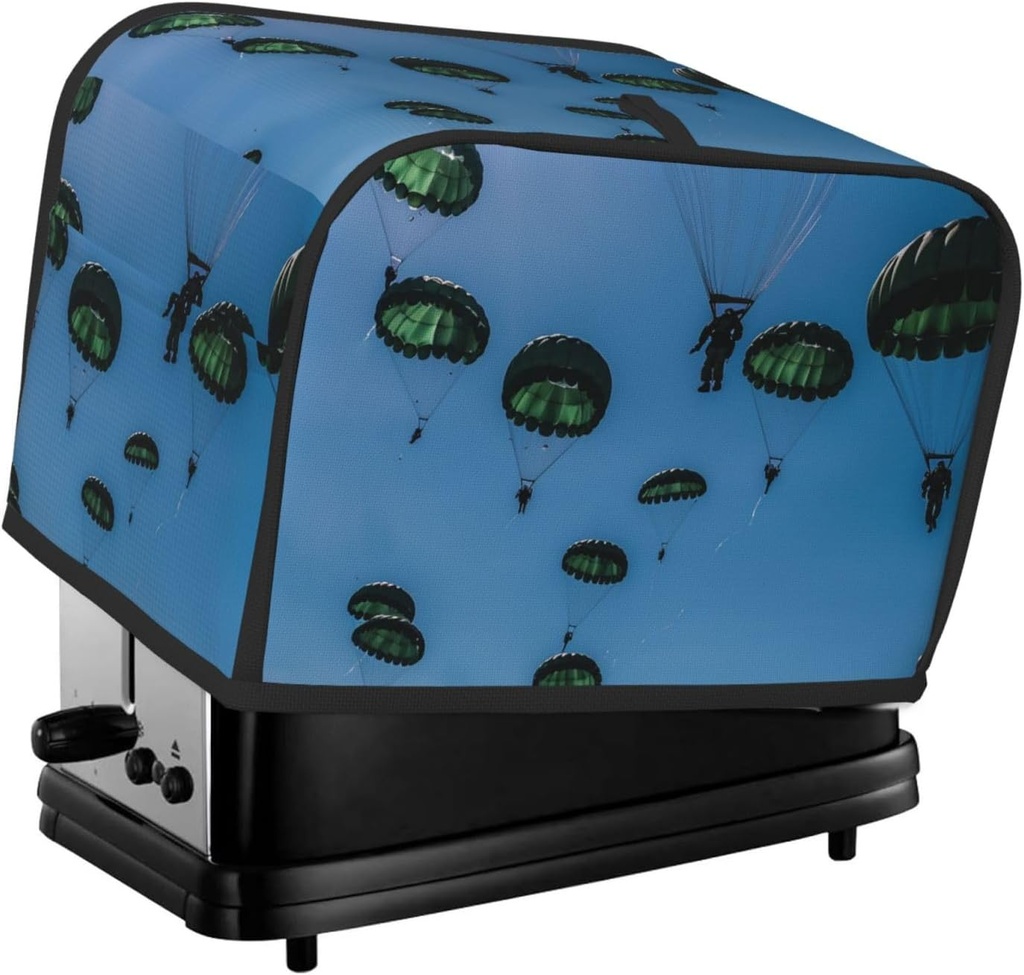 Green Parachute 2 Slice Toaster Covers Bread Machine Cover Quilted Dustproof Fingerprint Protectors Small Washable Appliance Cover Bread Maker Dust Protection Universal Size