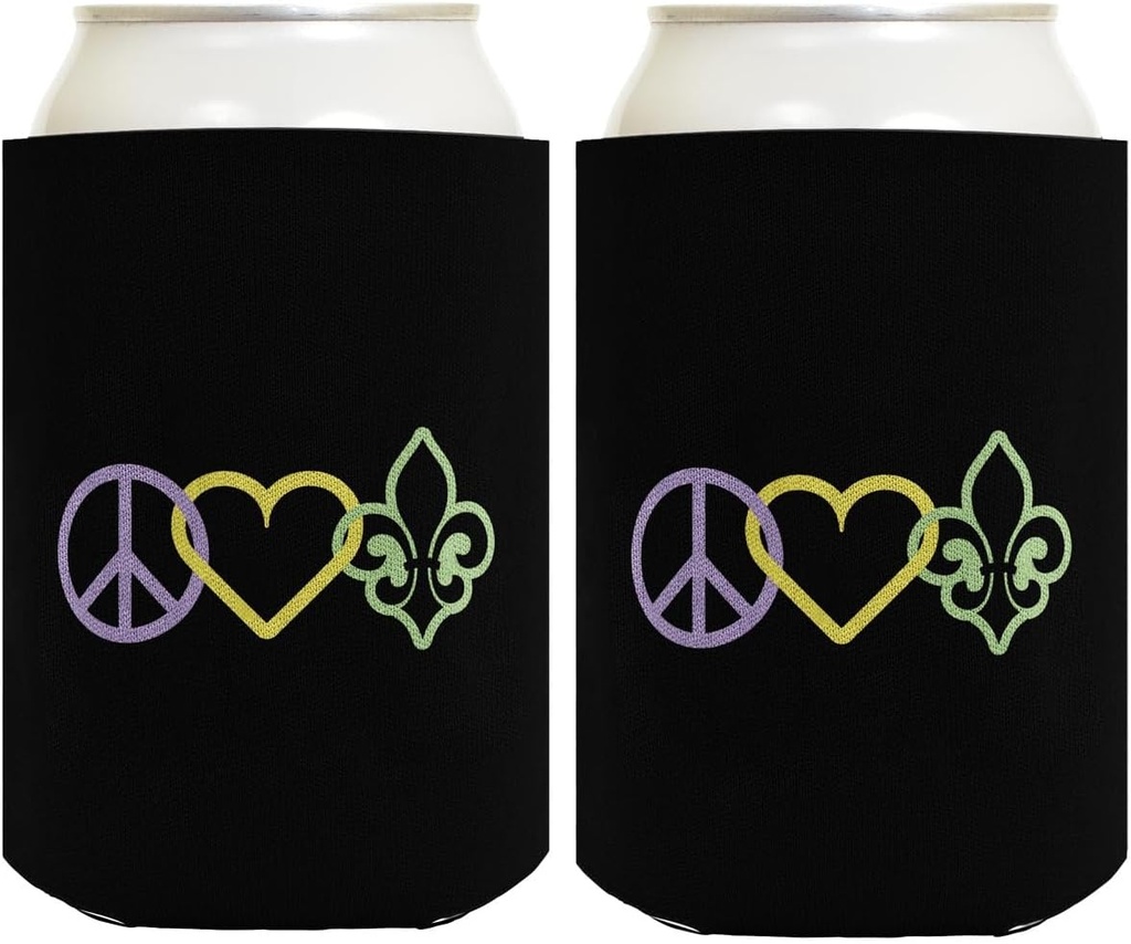 Mardi Gras Party Supplies Mardi Gras Peace Love Fleur De Lis 2-Pack Can Drink Thermocoolers