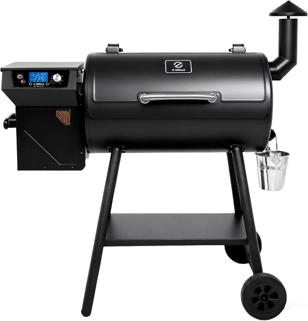 Z GRILLS ZPG-550B2 Wood Pellet Grill & Smoker with PID 2.1 Controller, 553 sq in Cooking Area, Meat Probe, Hopper Cleanout, 8 in 1 BBQ Grill Outdoor Auto Temperature Control, Black