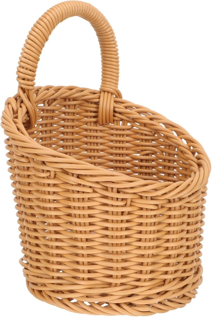 Woven Wall Plant Basket Ginger Storage Basket Wall Fruits Veggies Basket Wall Flower Basket Hanging Small Basket with Handle for Kitchen Onion Storage Basket