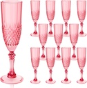 Plastic Champagne Flutes, 12PCS Red Wine Glasses Goblets Cups Reusable Flute, for Thanksgiving Christmas Weddings Bachelor Parties Toasting and Events(12,Red)