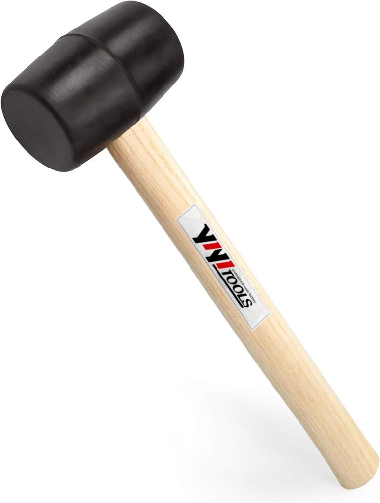YIYITOOLS YY-2-005 Rubber Mallet Hammer With Wood Handle–8-oz, black