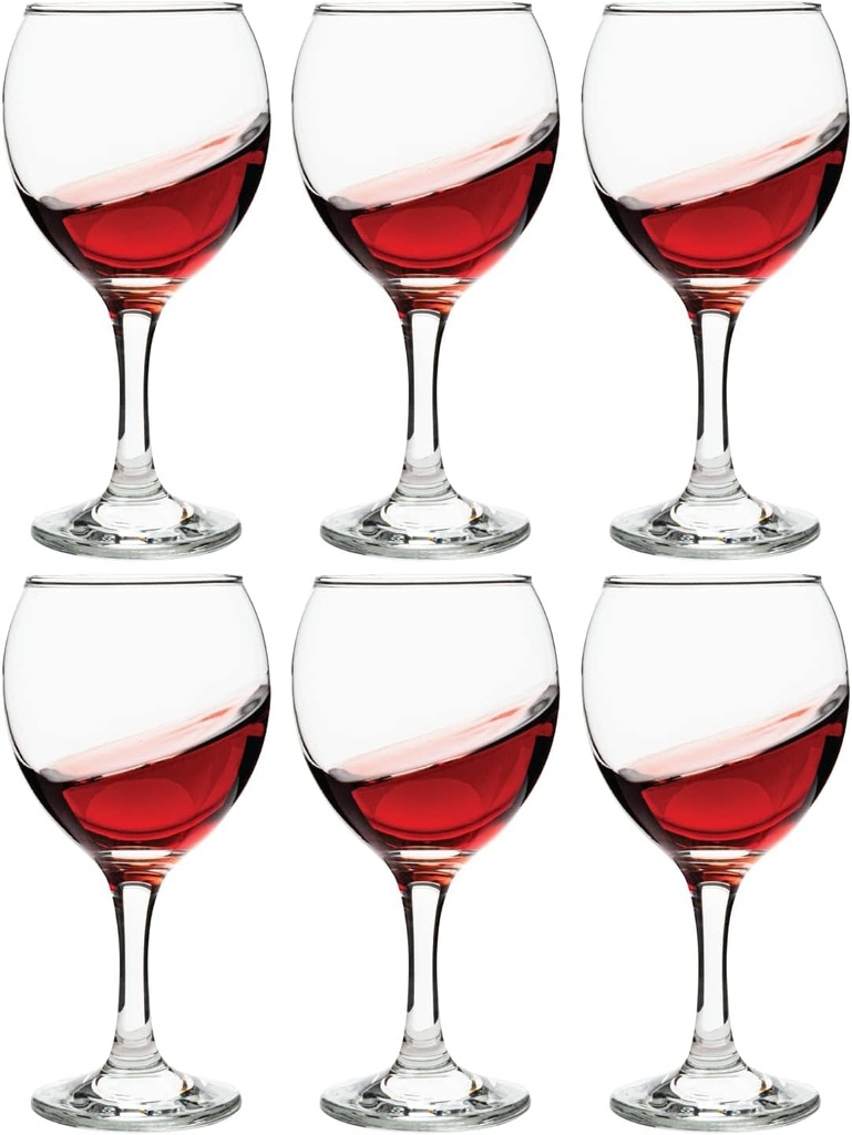 Vikko Stemmed Wine Glasses - Set of 6, 8.75 Ounce, Thick and Durable, Clear