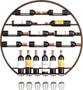 Round Wall Wine Rack for Wine Cellar, Wine Rack Wall Mounted with Glass Holder, Wine Rack Wall, Easy Assemble(Brass)
