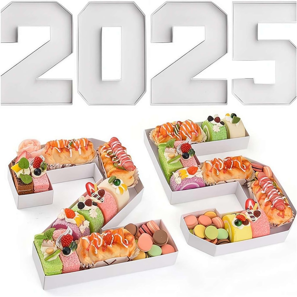 2025 Cupcake Holder, Number Cupcake Holder, Fillable Graduation Cardboard, Letter Boxes for Treats, Candy Cupcake Box for High School College 2025 Graduation Party Supplies (White 2025)