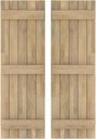 17 1/2"W x 37"H Americraft Five Board (3 Batten) Exterior Real Wood Joined Board-n-Batten Shutters (Per Pair), Unfinished