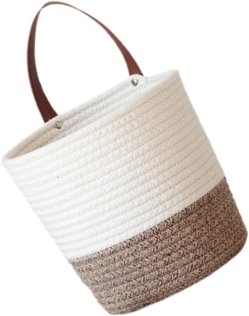 Cabilock Hanging Storage Basket Woven Cotton Cloth Organizer for Nursery Kitchen Sundries and Flower Display Wall Mounted Design for Rustic Home Housewarming present