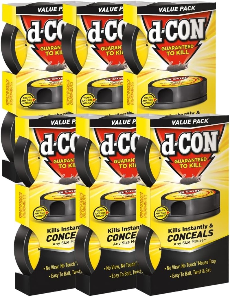 D-Con No View, No Touch Covered Mouse Trap, 6 Pack (2 Traps Each) (Packaging May Vary)