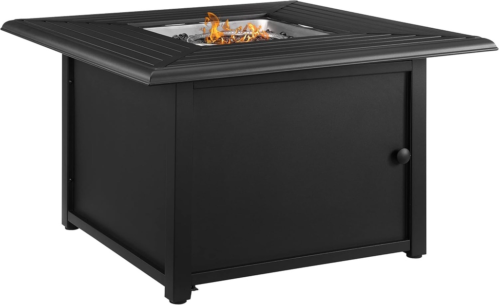 Crosley Furniture Dante Outdoor Propane Fire Pit Table with Lid for Outside Patio Backyard Deck, 50,000 BTU,
