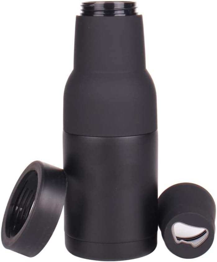 3 in 1 Can and Beer Bottle Insulator, Double Wall Stainless Steel Insulated Can Cooler, Beer Bottle Holder 12oz 14oz 17oz (12oz Can&Bottle BK)