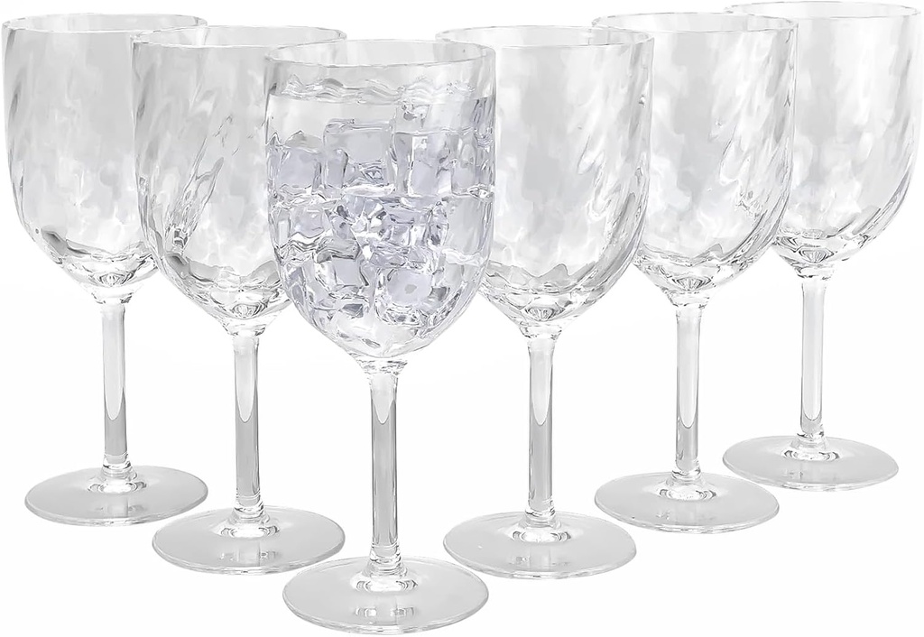 15 Ounce Plastic Wine Glasses Set Of 6,Unbreakable Acrylic Wine Glasses,Reusable Colored Plastic Goblets Stackable,Dishwasher Safe Bpa Free Ideal For Parties (Clear Color, 15 Ounce)
