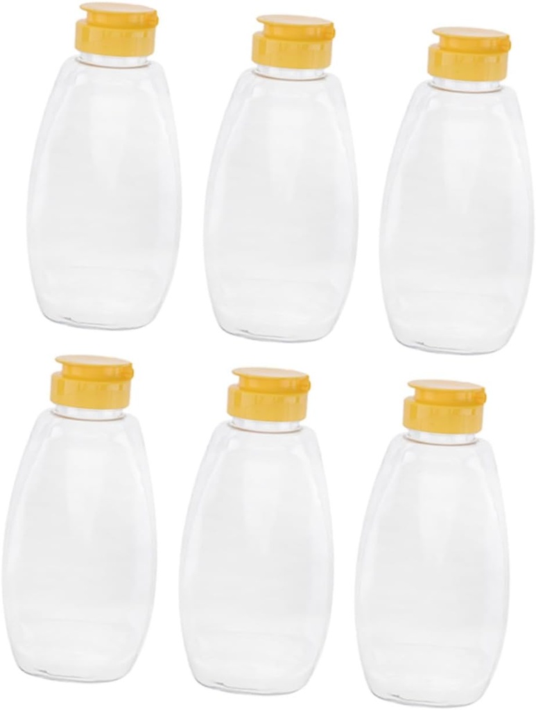 Cabilock 6pcs Clear Honey Jars Capacity Food-grade Squeeze Bottles for Kitchen Use Portable and Lightweight Honey Containers Lids for Easy Dispensing