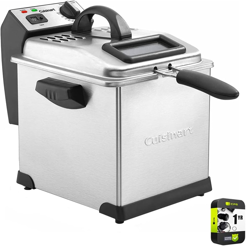 Cuisinart CDF-170P1 3.4 Quart Deep Fryer Stainless Steel Bundle with 1 YR CPS Enhanced Protection Pack